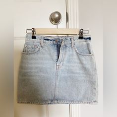 I Love This Jean Skirt, But It Sadly Does Not Fit Me :(. It Is A Size 24, But Runs A Little Big. I Think This Would Be So Cute With A Small Top And Some Cowgirl Boots. Great Condition And Never Worn. Light Wash Fitted Denim Skirt, Light Wash Fitted Short Denim Skirt, Fitted Light Wash Short Denim Skirt, High Rise Light Wash Denim Mini Skirt, Mid-rise Denim Lined Skirt, Light Wash Mid-rise Cotton Mini Skirt, Light Wash Cotton Mid-rise Mini Skirt, Mid-rise Light Wash Cotton Mini Skirt, Mid-rise Cotton Mini Skirt In Light Wash