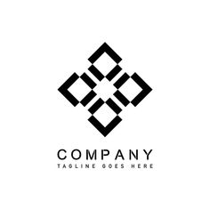 a black and white logo with squares in the shape of an abstract design on a white background