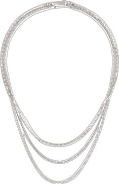 Classic Silver Multi-strand Necklace, Luxury Silver Multi-strand Necklace, Luxury Silver Multi-strand Jewelry, Silver Luxury Snake Chain Necklace, Classic Silver Necklace With Double Chain, Silver Double Strand Figaro Chain Jewelry, Silver Double Strand Necklace With Sterling Clasp, Curb Chain Necklace, Curb Chain