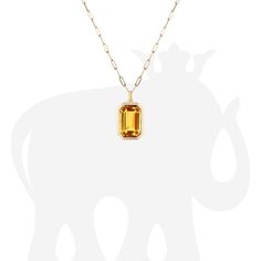 JP0126 'Manhattan' Emerald Cut Bezel Set Pendant in 18K Gold Chain length: 18 in Stone Size: 10 x 15 mm Luxury Jewelry With Rectangular Stone In Bezel Setting, Classic Yellow Gold Octagon Necklace, Luxury Amber Necklace With Polished Finish, Gold Necklaces With Rectangular Stone For Formal Occasions, Luxury Faceted Yellow Gold Gemstones, Luxury Citrine Octagon Jewelry, Luxury Gold Citrine Necklace, Elegant Citrine Necklace With Polished Finish, Luxury Octagon Citrine Jewelry