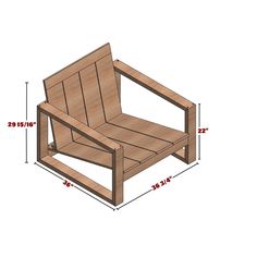 a wooden chair is shown with measurements for the seat and armrests on it