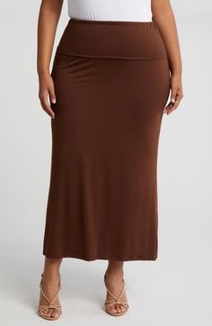 Sumptuous stretch means all-day comfort in this long skirt that comes in an array of versatile solid hues. 39" length Pull-on style Unlined 92% polyester, 8% spandex Machine wash, tumble dry Imported Foldover Skirt, Brown Fits, Favorite Daughter, Maternity Shops, Designer Clothes For Men, Toddler Girl Outfits, Women's Summer Fashion, Dress Romper, Athletic Women