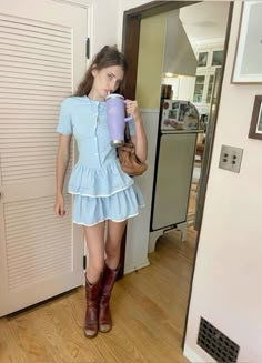 Camille Roth, Blue Outfit Aesthetic, Baby Blue Outfit, Style Bundle, Hannah Montana, Pretty Blouses, Blue Outfit, Lookbook Outfits, 70s Fashion