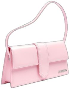 Modern Pink Shoulder Bag With Magnetic Closure, Pink Leather Flap Bag, Pink Rectangular Shoulder Bag With Fold Over Clasp, Pink Leather Flap Bag For Travel, Pink Leather Shoulder Flap Bag, Pink Leather Flap Bag With Magnetic Closure, Designer Pink Leather Flap Bag, Pink Leather Flap Bag With Detachable Strap, Jacquemus Le Bambino Long