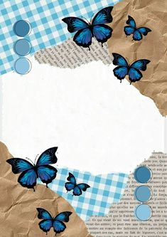 an image of blue butterflies on torn paper