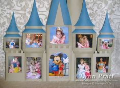 the castle is decorated with photos of princesses and mickey mouse