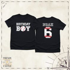 Birthday Boy Baseball Shirt, Custom Birthday Age and Name Tee, Birthday Boy Party Gift Tshirt, Baseball Fan Shirt, Baseball Birthday Shirt Birthday Boy Baseball Shirt is the ultimate gift for your little slugger! This customizable tee allows you to add your child's age and name, creating a unique and memorable keepsake. Perfect for any birthday celebration, this Custom Birthday Age and Name Tee ensures your child feels special and celebrated. The vibrant design is ideal for a Birthday Boy Party 5th Birthday Shirts For Boys, Personalized Crew Neck T-shirt For Birthday, Number Print Short Sleeve T-shirt, Short Sleeve T-shirt With Number Print, Personalized Crew Neck Birthday Shirt, Birthday Crew Neck T-shirt With Number Print, Personalized Crew Neck Shirt For Birthday, Personalized Graphic Tee For Birthday, Birthday Black T-shirt With Number Print