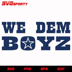 we dem boyz sticker on the side of a white background with red and blue letters