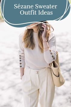 Classic and chic ways to wear Sezane sweaters. Sweater Outfit Ideas, Ultimate Capsule Wardrobe, Neutral Sweaters, Spring Shorts, Sweater Outfit, Styling Inspiration, Casual Night Out, Black Turtleneck, Chunky Knits Sweater