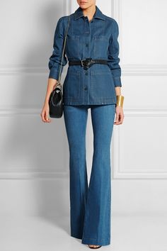 Looks Total Jeans, Casual Leather Jacket Outfit, Stella Mccartney Jeans, Van Der Straeten, Look Jean, Classic Style Outfits, Denim Suit, Set Outfits, All Jeans