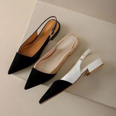 Flat Pointy Shoes Outfits, Black Tie Shoes For Women, Flat Elegant Shoes, Slingback Shoes Outfit, Elegant Flat Shoes, Flat Women Shoes, Elegant Shoes Flat, Flat Shoes Outfit, Elegant Shoes Heels