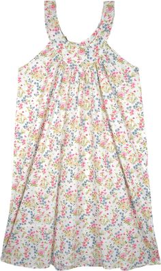 A cute multicolored floral and butterfly print on white cotton, light weight night dress, soft comfort breathable sleep wear.  A dress to wear around the house or on the beach. #tlb #Sleeveless #XLPlus #Floral #Printed #FloralDress #EasyCottonDress #CottonDressforSummer #cottonnightdress #comfortablecottonsleepwear Multicolor Spring Nightgown For Loungewear, Casual Multicolor Summer Nightgown, Multicolor Summer Nightgown For Bedtime, Spring Multicolor Nightgown For Sleep, Multicolor Spring Nightgown For Sleep, Multicolor Summer Nightgown For Sleep, White Floral Print Nightgown For Loungewear, Multicolor Sleeveless Cotton Sleepwear, Multicolor Sleeveless Sleepwear For Sleepovers