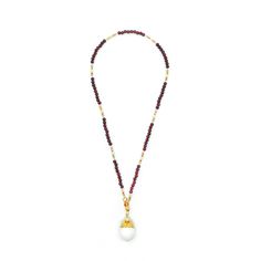 This necklace features 81 primary gemstones made of carnelian, as well as spacer gemstones made of sunstone, zirconia, and faceted moonstone. The number 9 is considered significant in ancient Chinese culture, and the necklace's design incorporates this belief with its 81 gemstones. The necklace can be worn as a traditional necklace or as a glasses chain. Ancient Chinese people believe that the number 9 （九） means eternal, and if a person can survive 9*9 = 81 tribulations, he may be able to return Luxury Gemstone Pearl Necklace, Elegant Faceted Carnelian Necklace, Carnelian Single Strand Jewelry For Gifts, Temple Jewelry Necklaces With Natural Stones As Gifts, Temple Jewelry Necklaces With Natural Stones For Gift, Garnet Gemstone Necklace With Round Beads, Spiritual Garnet Jewelry, Spiritual Pearl Necklace With Round Gemstone Beads, White Gemstone Temple Jewelry Necklace