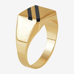 Ring Style: Mens Fashion Rings, Signet RingsStone Cut: FancyStone Millimeter Measurement: 6.3 Mm Width, 16.5 Mm LengthMetal Color: YellowRing Gallery Height: 12.7mmBand Width: 4mmCare: Wipe CleanStone Type: 2 Genuine OnyxMetal: 10k GoldCountry of Origin: Imported Modernist 14k Gold Ring For Formal Occasions, Formal Modernist 14k Gold Ring, Modernist 14k Gold Signet Ring With Polished Finish, Modernist 14k Gold Formal Ring, Modernist Signet Ring For Formal Occasions, Modernist Formal Signet Ring, Mens Fashion Rings, Rings Signet, Mens Rings Fashion