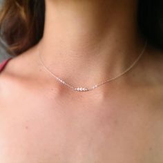 "\"Safra\" ♀️ 925 sterling silver dainty chain necklace with three tiny pearls ♀️ Pearl: Purity,innocence, generosity ♀️ Birthstone month: June ♀️ Length: 16 in. and 18 in. (Model is wearing 16 in. necklace) ♀️ Nickel free ♀️ Made in the USA Safra Catz is the highest paid woman CEO with a $40 million salary." Dainty Silver Charm Necklace With Pearl Chain, Delicate Sterling Silver Birthstone Necklace With Adjustable Chain, Silver Delicate Birthstone Necklace For Everyday, Delicate Sterling Silver Birthstone Necklace With Delicate Chain, Delicate Silver Birthstone Necklace For Everyday, Delicate Sterling Silver Birthstone Necklace, Delicate Sterling Silver Charm Necklace With Pearl Pendant, Dainty Sterling Silver Pearl Necklace In Silver, Delicate Tiny Sterling Silver Necklace