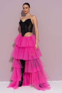 skirt Spring Mesh Tiered Skirt, Mesh Party Skirt, Chic Voluminous Tulle Maxi Skirt, Chic Mesh Tulle Skirt, Tulle Crinoline Skirt For Costume Party, Chic Tulle Mesh Skirt, Chic Tulle Skirt With Mesh Material, Crinoline Tulle Skirt For Costume Party, Party Skirt With Layered Hem And Voluminous Fit