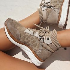 $158.95 - Mix textures and prints this fall with HYBRID in khaki. Khaki Sneakers, Shoes Wedges Sneakers, 2022 Sneakers, Leather Embossing, Otbt Shoes, Boutique Trends, Travel Shoes, Cozy Vibes, Only Shoes