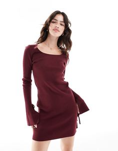 Dresses by ASOS DESIGN Double-tap worthy Scoop neck Long sleeves Tie detail Slim fit Holiday Dresses Christmas, Winter Party Dress, Dress With Tie, Satin Slip Dress, Sweaters And Leggings, Maxi Dress Trend, Plus Size Pregnancy, Tea Dress, Skirted Swimwear