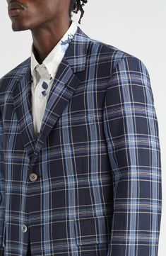 The label's emphasis on impeccable tailoring and premium materials shines through in the construction of a classic sport coat boldly patterned in plaid. Notched lapels Four-button cuffs Chest welt pocket; front flap pockets Back vent Partially lined 100% cotton Dry clean Made in Italy Designer Clothing Plaid Blazer With Concealed Placket And Lapel Collar, Plaid Sport Coat With Welt Pockets, Plaid Single-button Sport Coat For Semi-formal Occasions, Plaid Sport Coat With Lapel Collar And Hidden Buttons, Plaid Outerwear With Lapel Collar And Single Button, Plaid Single Breasted Sport Coat For Semi-formal Occasions, Plaid Single-breasted Sport Coat For Semi-formal Occasions, Plaid Blazer With Hidden Button Closure For Semi-formal Occasions, Plaid Blazer With Notch Lapel And Concealed Placket