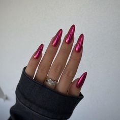 61+ Stunning Pink Chrome Nail Ideas For 2025 - DrExplains Winter 2023 Nail Trends, Chrome Nails Silver, Raspberry Nails, Nail Art Chrome, Red Summer Nails, Cruise Nails, 2023 Nail, Chrome Nail Art