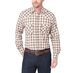 When it comes to western shirts, the Valley or "El Valle" has been well-tested for long-lasting comfort and quality. Named after the Rio Grande Valley, this long-sleeve western comes with all the tried-and-true details, including two flap pockets and a western front and back yoke. In the field or at the table, the Valley runs deep with tradition and function. Model is 6'1 and wearing size M. Fitted Long Sleeve Shirt For Western-themed Events, Country Style Shirt For Fall Rodeo, Long Sleeve Brown Shirt For Ranch, Country Style Button-up Shirt For Fall, Long Sleeve Top For Ranch In Fall, Fitted Brown Shirt For Rodeo, Western Collared Tops For Ranch, Western Style Collared Tops For Ranch, Classic Fitted Flannel Shirt For Fall