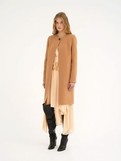 Chloé Cape Coat In Wool & Cashmere | Chloé US Luxury Cashmere Sweater Coat, Luxury Wool Sweater Coat For Fall, Long Cashmere Sweater Coat For Fall, Cashmere Long Sweater Coat For Fall, Fall Cashmere Long Sweater Coat, Luxury Winter Formal Sweater Coat, Luxury Formal Winter Sweater Coat, Chic Tailored Structured Wool Coat, Tailored Chic Structured Wool Coat