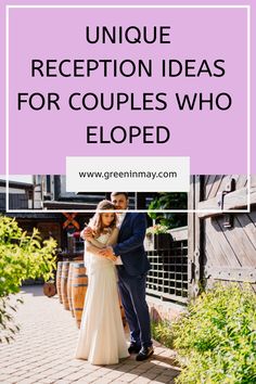 a man and woman standing next to each other with the words unique reception ideas for couples who