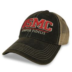 This cap is sure to be a necessity on your next outdoor adventure! The USMC Semper Fidelis Trucker Hat in black is the perfect way to display your Marine Corps Pride!  65% Cotton / 35% PolyesterOne size fits mostRelaxed fitAdjustable snap back strapSuper soft mesh backing Truckers Hats, Usmc Clothing, Trucker Hat Black, Navy Girlfriend, Semper Fidelis, Military Pride, Military Girlfriend, Army Wives, Vintage Baseball Caps