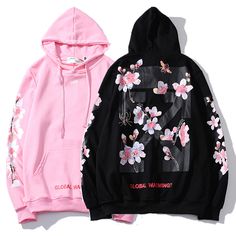 Harajuku new cherry blossom flower bee hoodies on Storenvy Cherry Blossom Flower, Trendy Hoodies, Quality Street, Cherry Blossom Flowers, Bee Print, Really Cute Outfits, Kawaii Clothes, Harajuku Fashion, Blossom Flower