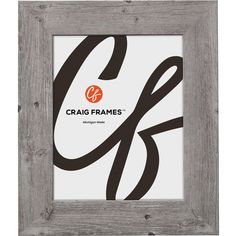 an old wooden frame with the word craig frames printed in black and orange