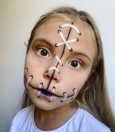 Kids Halloween Makeup Ideas, Easy Halloween Face Makeup For Kids, Easy Face Painting Halloween, Cross Face Paint, Halloween Face Paint Ideas For Kids, Unique Halloween Makeup Creative, Halloween Make Up Easy Simple For Kids, Face Paint Costume Ideas, Halloween Face Makeup For Kids