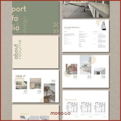 a brochure is shown with many different colors and shapes, including the words port to