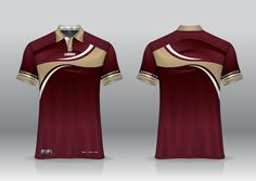 an image of a maroon and gold polo shirt