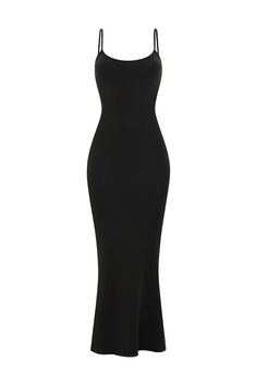 Elevate your wardrobe with this super soft, drapey slip dress that offers a comfortable, body-hugging fit. This maxi length dress features a flattering straight neckline, ribbed fabric, and partially adjustable spaghetti straps. Spaghetti Strap Long Bodycon Dress, Black Long Bodycon Dress, Long Body Con Dress, Cloth Collection, Slip Dress Outfit, That Girl, Bodycon Maxi Dress, Maxi Dress Outfit, Populaire Outfits