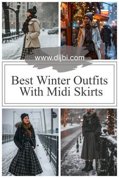 Midi Skirt Outfit Winter Boots, Midi Skirt Outfits, Winter Skirt Outfit, Winter Outfit Ideas