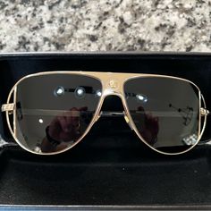 Authentic And Barely Used. Photos Show Model Number And Close Up Shots To Verify Authenticity. Versace Gold, Versace Accessories, Style Sunglasses, Aviator Style, Gold Sunglasses, Glasses Accessories, Versace, Gold Color, Close Up