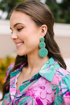 These vibrant beaded earrings are so much fun! They are going to look so good for spring and summer! They are sure to give any outfit a fun pop of color! Turquoise Earrings For Spring Party, Green Casual Earrings For Spring, Casual Green Earrings For Spring, Casual Summer Party Earrings, Colorful Bead Earrings For Spring, Trendy Beach Earrings With Colorful Beads, Spring Earrings With Colorful Beads, Trendy Turquoise Beaded Earrings, Trendy Spring Beaded Drop Earrings