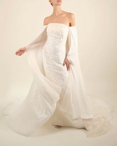 Pamela Roland 15 strapless silk ivory cream jacquard cape layered gown dress US6 For Sale at 1stDibs Layered Gown, Pamella Roland, Breathtaking Wedding, Gown Dress, Spring Summer 2015, How To Take Photos, Wedding Bridal, Day Dresses, Gowns Dresses