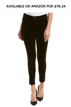 Joe's Jeans Womens Black Skinny Ankle Cut, 27, Black ◆ AVAILABLE ON AMAZON FOR: $78.24 ◆ Color/pattern: black. Inseam approximately 27.5in. 9in front rise; 12.5in back rise. Leg opening has an approximate 10in circumference. Measurement was taken from a size small and may vary slightly by size. Design details: velvet design, belt loops, classic five-pocket styling. Zip fly with button closure. 99% cotton, 1% spandex. Machine wash. Imported Velvet Design, Stretch Velvet