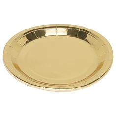 an empty gold plate on a white background