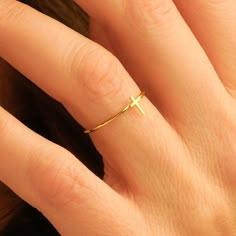 "Wear a divine touch Gold Cross Ring and Dainty Thin Stackable Engagement Ring, a beautiful testament to faith in Christian handmade jewelry. Ideal as an elegant promise pinky ring gift, serves as not just a piece of adornment but also a symbol of commitment to our faith. 🔆 D A I N T Y ∙ C R O S S ∙ R I N G * Personalize it and make it even more meaningful. Feel free to request the cross in any size or any other symbol * A beautiful symbol of faith that complements any outfit * This dainty cros Simple Christian Jewelry, Christian Engagement Ring, Purity Ring Christian, Stackable Engagement Rings, Gold Cross Ring, Christian Jewelry For Women, Christian Rings, Christian Ring, Delicate Stacking Rings