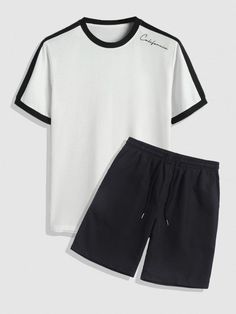 Get ready for the ultimate summer style with our California Letter Tee And Shorts Set. This casual and fashionable 2-piece set features a regular-length t-shirt with short sleeves and comfortable Bermuda shorts. Made from high-quality polyester, this set is perfect for beach days, daily wear, or vacations. Specification: Type: 2 Pieces Set, T-shirt & Shorts Set Style: Casual, Fashion Occasions: Beach, Daily, Vacation Top Length: Regular Sleeves Length: Short Sleeves Bottom Length: Bermuda Waist Cotton Short Sleeve Short Set For Vacation, Sporty Relaxed Fit Summer Sets, Sporty Relaxed Fit Sets For Summer, Summer Sets With Letter Print And Short Shape, White Short Sleeve Short Set For Summer, White Short Sleeve Summer Short Set, Summer Short Sleeve Set With Letter Print, Black Short Sleeve Sets For Vacation, Casual Cotton Short Set For Beach