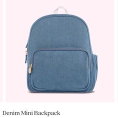 Stoney Clover Lane Blue Denim Mini Backpack New With Tags Sold Out Online Dimensions 13” H X 11” W X 5” D, 2.75" Handle Drop, 22.75" Adjustable Strap Materials: Denim, Zip At Top, Lined, Strap Length: 11" Padded Strap Length: 14.5" Gold Metal Hardware From Scl: Designed For Kids (But Sometimes Worn By Adults Too,) The Classic Mini Backpack Is A Must-Have For Heading To School Or For Trips Near & Far! Fill It With School Supplies Or A Change Of Clothes Or Shoes. Don't Miss The Super-Helpful Water Everyday Denim Blue Backpack, Everyday Denim Backpack, Blue Denim School Bag, Denim Blue Travel Backpack, Denim Blue Standard Backpack For Travel, Denim Blue Travel Backpack With Zipper, Denim Blue Travel Backpack With Zipper Closure, Denim Blue Backpack With Pockets For Everyday Use, Denim Blue Backpack With Zipper Closure