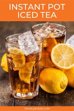 three glasses filled with iced tea and lemons