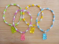 Gummy bear charmed bracelets. Seed beads. Bracelets Seed Beads, Bracelet Seed Beads, Gummy Bear, Kissimmee, Gummy Bears, Seed Beads, Beauty Book, Wedding Gifts, Jewelry Bracelets