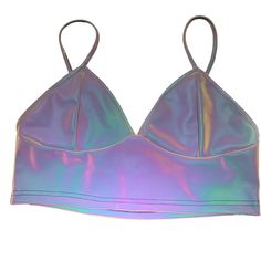 Do My Self Iridescent Top Size L Nwt Poly/Spandex Blend Fitted Iridescent Tops, Holographic Top, My Self, Purple Gray, Purple Grey, Clothing And Shoes, Shoe Accessories, Cute Outfits, Womens Tops