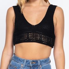 Features: Sleeveless V-Neck Cropped Sweater Knit Top Material Content: 100% Cotton Cropped Sleeveless Top, Black Mesh Crop Top, Knit Bralette, Hollister Crop Tops, Corset Crop Top, Square Neck Top, Neck Crop Top, Floral Crop Tops, Ralph Lauren Womens