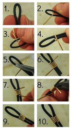 instructions to make an ornament with wire wrapped around the ends and metal pins