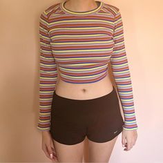 Multicolor Target Wild Fable Long-Sleeve Crop Top This Rainbow/Multicolor Top From The Target Brand Wild Fable Is In Perfect Condition And Still Has The Original Tags! It's So Comfortable And A Great Top To Wear To Elevate A Simple Outfit. The Tag Is Marked As A Medium But It Can Be Worn By Smaller Or Larger Sizes (It's Fairly Stretchy). Casual Long Sleeve Tops With Rainbow Print, Casual Long Sleeve Rainbow Print Tops, Multicolor Long Sleeve Tops With Rainbow Print, Trendy Rainbow Print Long Sleeve Tops, Casual Rainbow Print Top For Fall, Rainbow Long Sleeve Tops For Spring, Trendy Long Sleeve Rainbow Print Tops, Trendy Long Sleeve Tops With Rainbow Print, Fitted Rainbow Casual Top