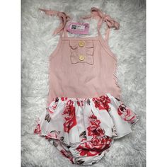 This Two-Piece Outfit Is So Dang Adorable! It Is New With Tags And A Size 100. Per The Sizing Table, Size 100 = 18 To 24 Months. It Is A Pale Pink Onesie That Ties Into Little Bows For The Straps And A Floral Print Diaper Cover/Bloomers. Brand: Shishifang Size: Size 100, 18-24 Months New With Tags Color: Pale Pink, White, Dark Pink, Light Pink, Red, Taupe, Black Pink Cotton Bodysuit For Beach, Pink Onesie For Summer, Pink Summer Bodysuit For Playtime, Summer Playtime Pink Bodysuit, Cotton Sleeveless Set For First Birthday, Pink Spring Bodysuit For Playwear, Pink Bodysuit For Playwear In Spring, Pink Bodysuit For Spring Playwear, Pink Onesie For Summer Playwear